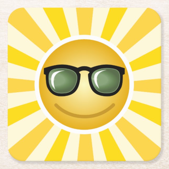 Dessous-de-verre Carré En Papier Sun de sourire heureux (Devant)