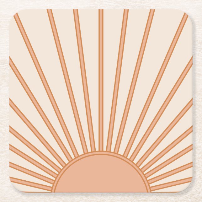 Dessous-de-verre Carré En Papier Sun Sunrise Earth Tones Terracotta Retro Sunshine (Devant)