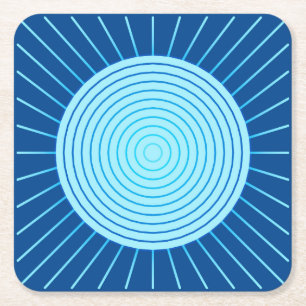 Dessous-de-verre Carré En Papier Sunburst géométrique moderne - Bleu de Cobalt et A