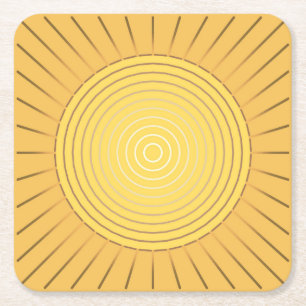 Dessous-de-verre Carré En Papier Sunburst géométrique moderne - Or de moutarde / Ja