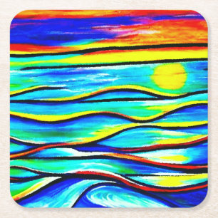Dessous-de-verre Carré En Papier Sundown at Sea Art Paper Dessous de verre