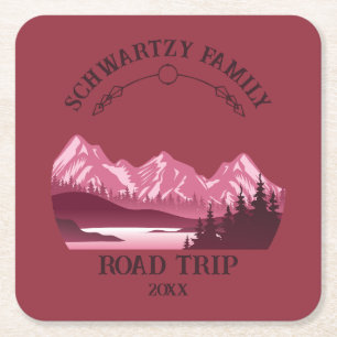 Dessous-de-verre Carré En Papier Sunset vintage Red Mountain Lake