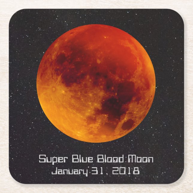 Dessous-de-verre Carré En Papier Super Blue Blood Moon 2018 (Devant)