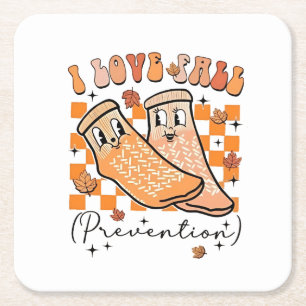 Dessous-de-verre Carré En Papier Super Retro I Love Fall Prevention Drôle