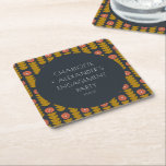 Dessous-de-verre Carré En Papier Super Retro les années 70 Floral Custom Engagement<br><div class="desc">Super Retro les années 70 Floral tendance Engagement Party Dessous de verre papier personnalisé</div>