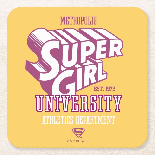 Dessous-de-verre Carré En Papier Supergirl Metropolis University Athletics Départem (Devant)