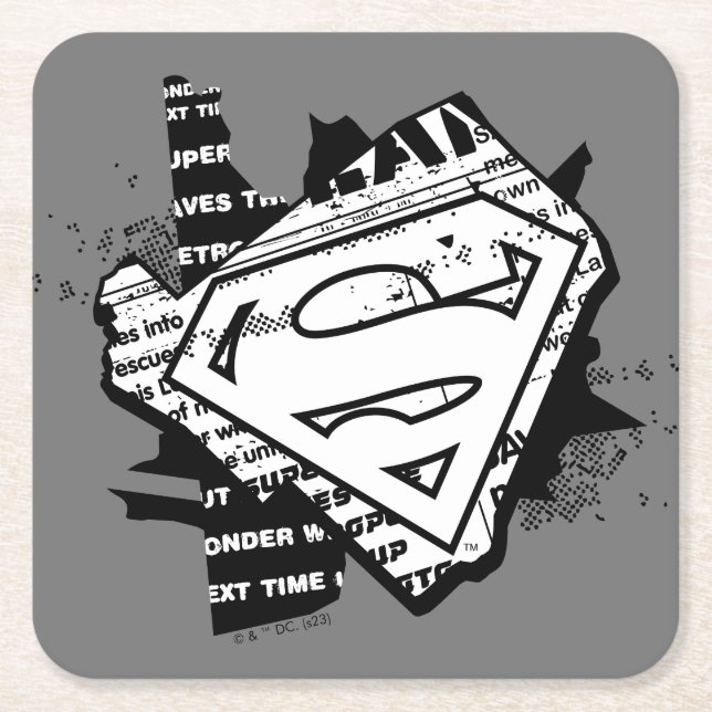 Dessous-de-verre Carré En Papier Supergirl Newsprint S-Shield (Devant)