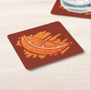 Dessous-de-verre Carré En Papier Suppiations Orange Party