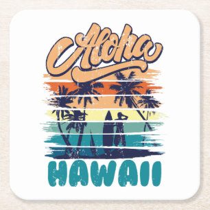 Dessous-de-verre Carré En Papier Surf - Aloha Hawaï