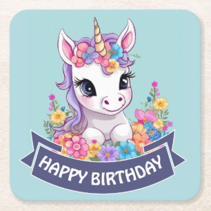 Dessous-de-verre Carré En Papier Sweet Magique Baby Unicorn