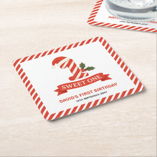 Dessous-de-verre Carré En Papier Sweet One Christmas Premier anniversaire
