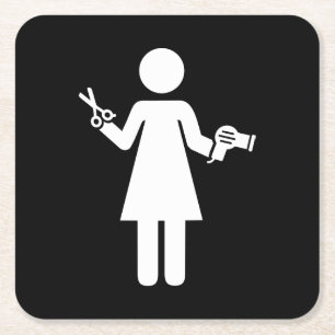 Dessous-de-verre Carré En Papier Symbole coiffeur
