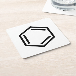 DESSOUS-DE-VERRE CARRÉ EN PAPIER SYMBOLE D'ANNEAU BENZENE