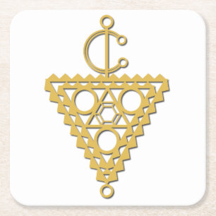 Dessous-de-verre Carré En Papier Symbole de bijoux en or amazigh