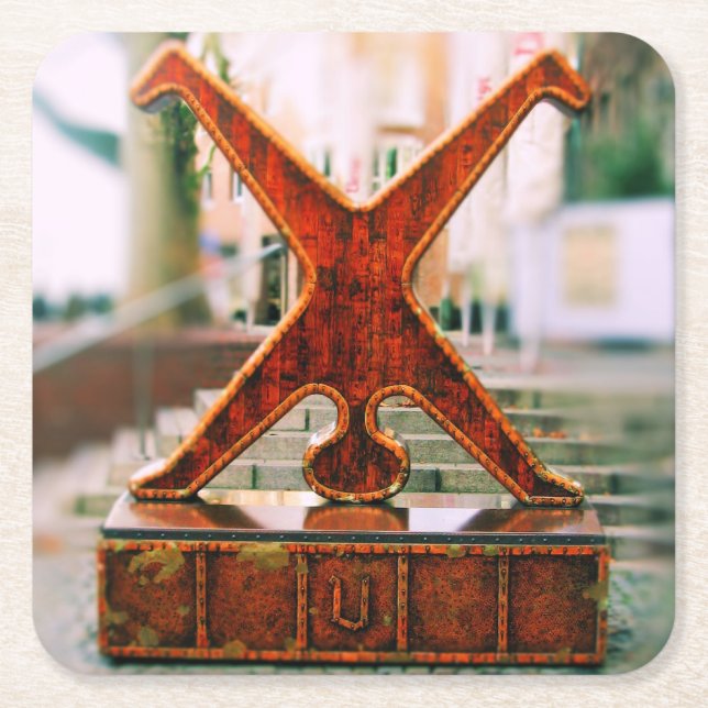 Dessous-de-verre Carré En Papier Symbole de roue à Dusseldorf, Allemagne - Dessous  (Devant)