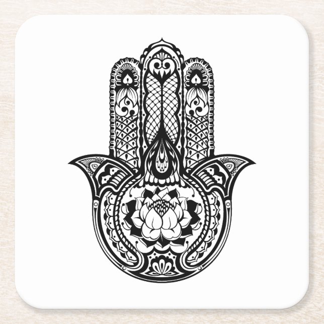 Dessous-de-verre Carré En Papier Symbole inspiré de Hamsa (Devant)