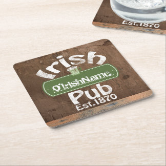 Dessous-de-verre Carré En Papier Symbole personnalisé Irish Pub Old Keg