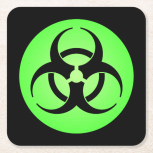 Dessous-de-verre Carré En Papier Symbole vert de Biohazard