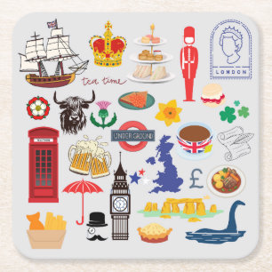 Dessous-de-verre Carré En Papier Symboles britanniques