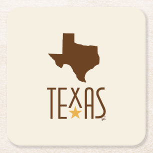 Dessous-de-verre Carré En Papier Symboles du Texas, État du Texas, marron
