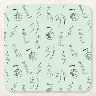 Dessous-de-verre Carré En Papier Symboles Reiki Motif - Reiki Guérison