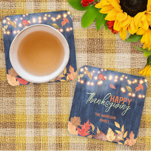 Dessous-de-verre Carré En Papier Table de Thanksgiving en bois marine rustique avec