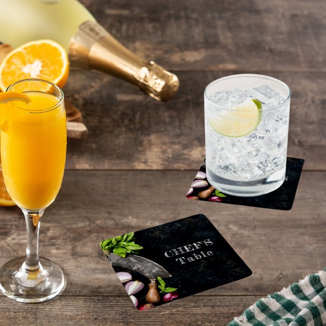 Dessous-de-verre Carré En Papier Table du chef cuisine rustique (Créateur téléchargé)