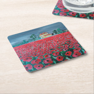 Dessous-de-verre Carré En Papier Tableau Campo de Amapolas d'Alfred Fox