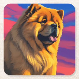 Dessous-de-verre Carré En Papier Tableau Chow Chow