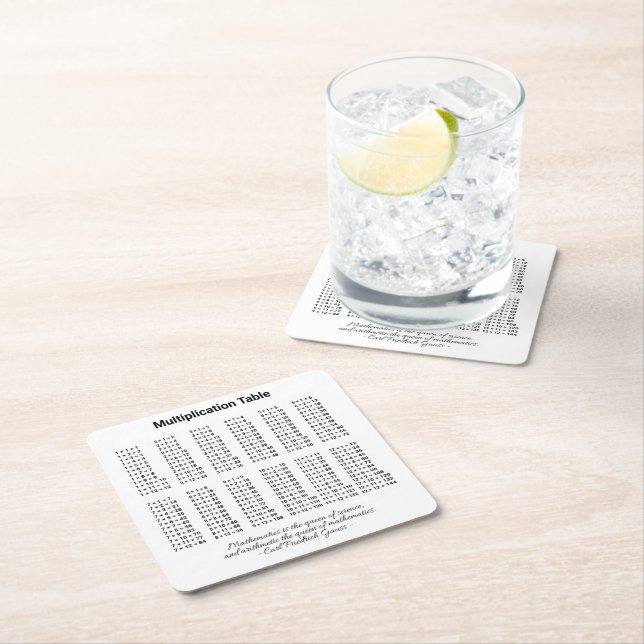 Dessous-de-verre Carré En Papier Tableau de multiplication (En situation)