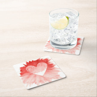 Dessous-de-verre Carré En Papier Tablier de papier de cœur de giclure d'aquarelle r