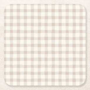 Dessous-de-verre Carré En Papier Tan En vichy neutre