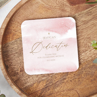 Dessous-de-verre Carré En Papier Tapis Carré de Dédicace de Bébé Fille Rose Rougeoy
