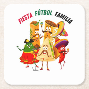 Dessous-de-verre Carré En Papier Tapis de fête de football mexicain pour famille