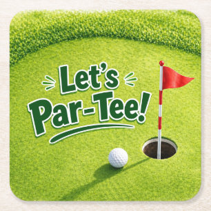 Dessous-de-verre Carré En Papier Tapis de putting Golf Let's Par-Tee Party Dessous