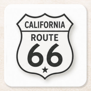 Dessous-de-verre Carré En Papier Tapis de sol California Route 66 Retro Bouclier Bl