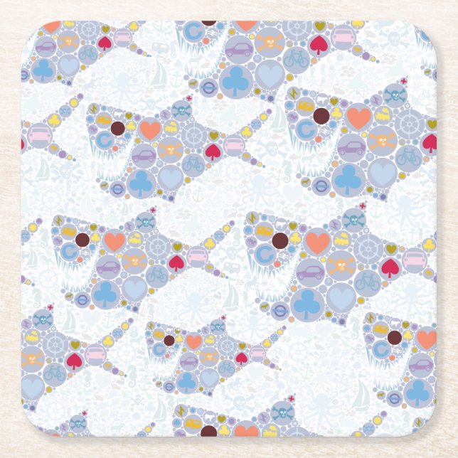 Dessous-de-verre Carré En Papier tapis de souris requin (Devant)