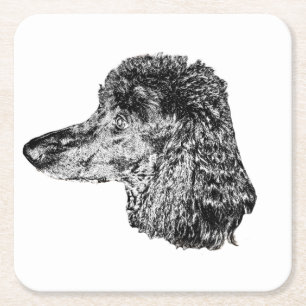 Dessous-de-verre Carré En Papier Tapis de souris Tête de Chien – Portrait détaillé 