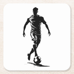 Dessous-de-verre Carré En Papier Tapis de verre artistique silhouette de joueur de