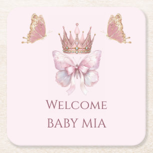Dessous-de-verre Carré En Papier Tapis de verre Princesse Papillon Rose Royale pour
