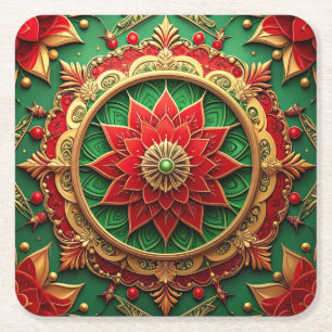 Dessous-de-verre Carré En Papier Tapisserie décorative de fête de papier rouge vert