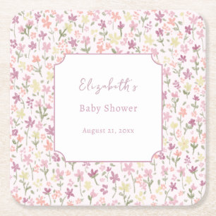 Dessous-de-verre Carré En Papier Tapisserie Fleurs Roses Simples pour Baby Shower