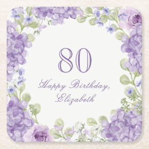 Dessous-de-verre Carré En Papier Tapisserie papier 80 ans Fleur violet élégant
