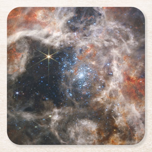 Dessous-de-verre Carré En Papier Tarantula Nebula Image de JWST (Devant)