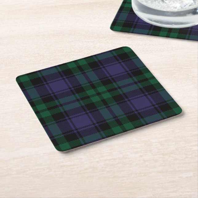 Dessous-de-verre Carré En Papier Tartan Black Watch, Plaid (Incliné)