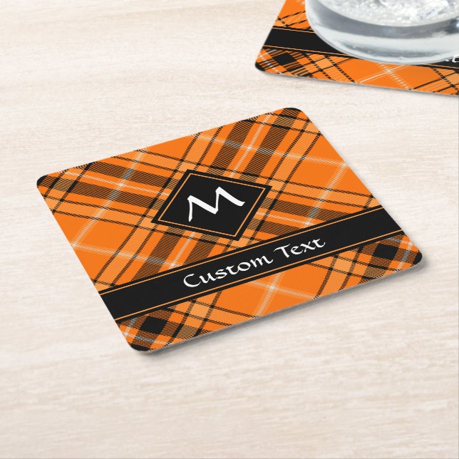 Dessous-de-verre Carré En Papier Tartan orange d'Halloween (Incliné)