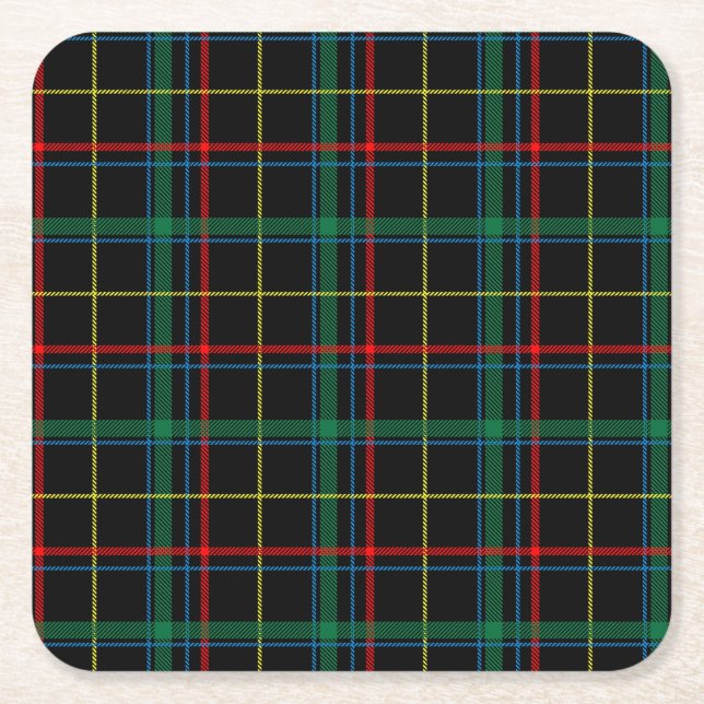Dessous-de-verre Carré En Papier Tartan Plaid Motif, Vert, (Devant)