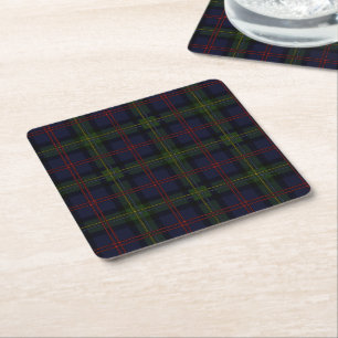 Dessous-de-verre Carré En Papier Tartan Rustique Malcolm Vert