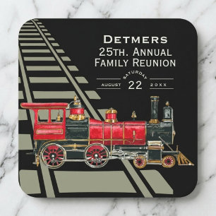 Dessous-de-verre Carré En Papier Tasses esthétiques vintage de réunion de famille d