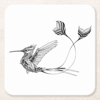 Dessous-de-verre Carré En Papier Tatouage d'oiseau de Psychedlic
